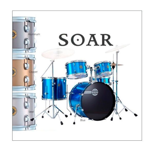 BATERIA SOAR CAOBA 5 CUERPOS 22x16"10x7"12x8"16x14"14x5"-INCLUYE HARDWARE-COLOR CYCLONE ALUMINIO